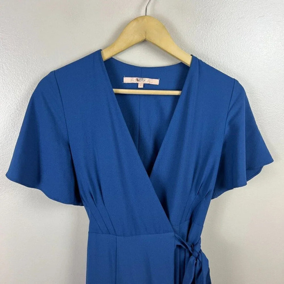 Hutch Kiera Wrap Midi Dress Size Small Blue Work Career Office Church Wedding - Picture 5 of 9